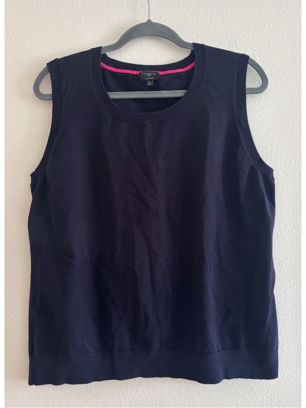 Talbots Pima Cotton Navy Blue Sleeveless Sweater Vest 2X